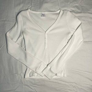 Aritzia Waffle V-neck Long sleeve